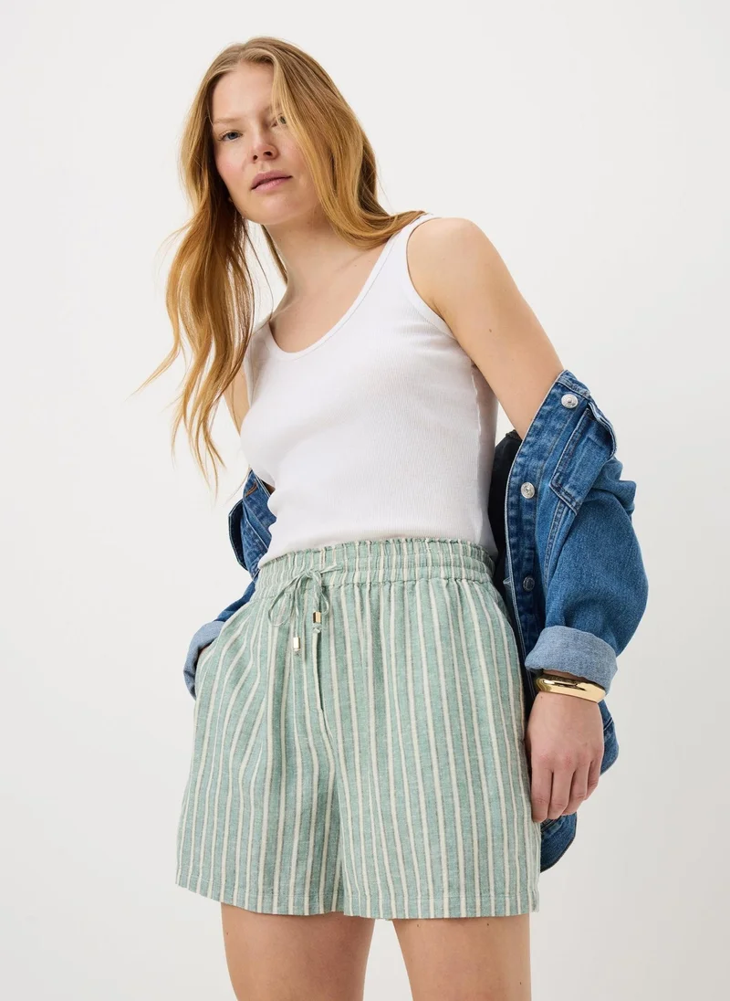Matalan Green Stripe Linen Shorts